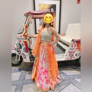 ✨Trendy and Colorful Lehenga with Mirror Work✨ FREE Matching Jewelry Set and Bag